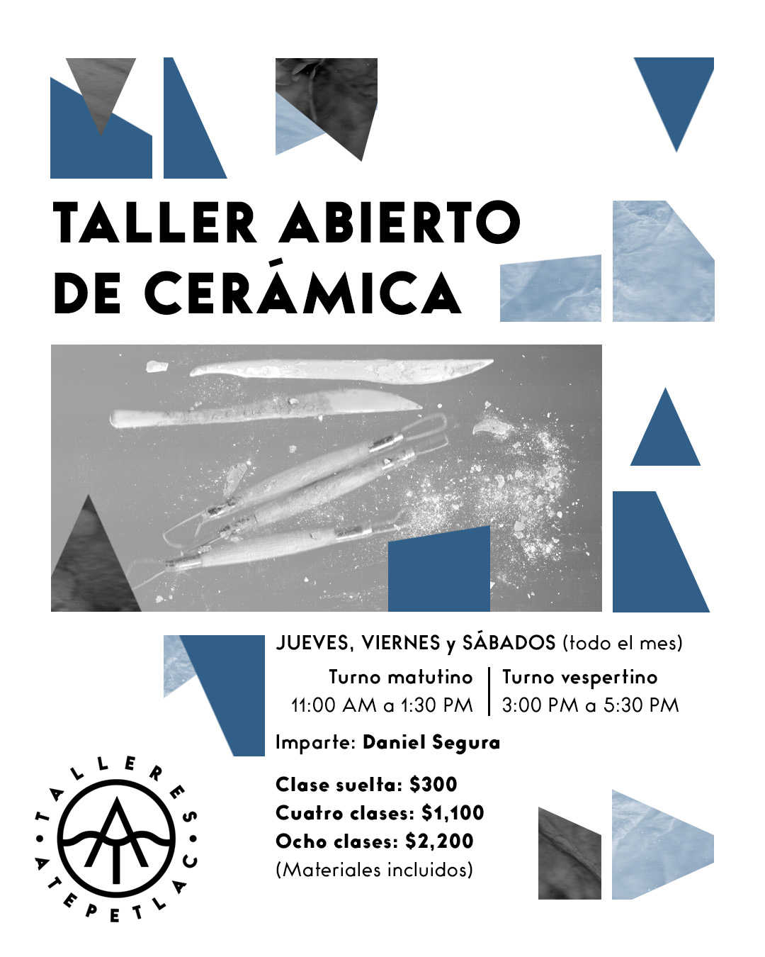 Cartel del taller abierto de cerámica